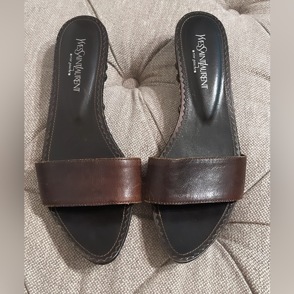 🌸Vintage YSL wooden mid mule sandals🌸